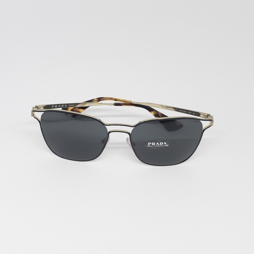 Prada Sunglasses Black/Pale Gold w/Grey - Picture 7 of 8